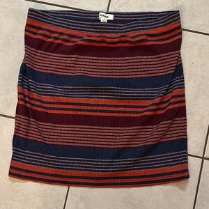 Garage Red and Blue Striped Mini Skirt